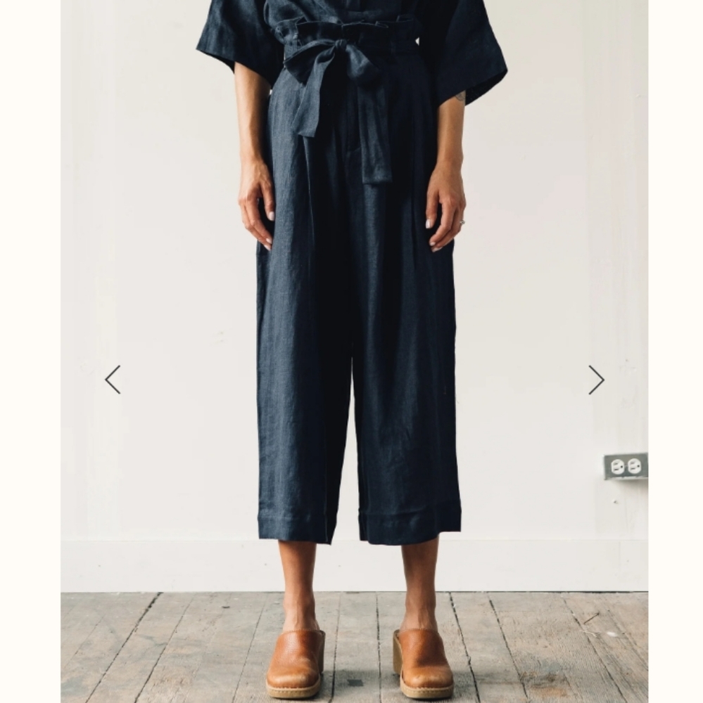 7115 By Szeki Pleated Linen Trouser Wide Leg Culotte S - Picture 2 of 16